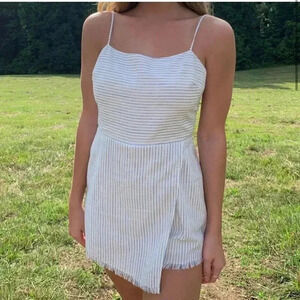 Cotton Candy LA Size Medium Romper Gauzy Striped White Blue